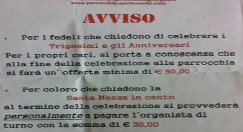 Pagare per le messe, lite Papa-vescovi