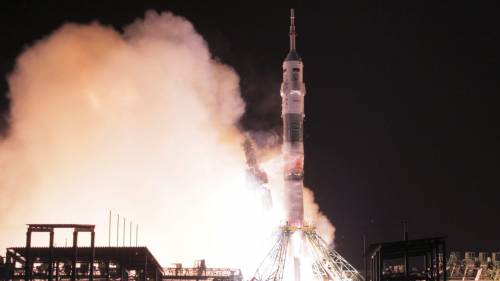 La partenza della Soyuz da Baikonour