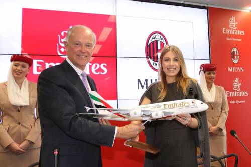 Tim Clark (ceo Emirates) e Barbara Berlusconi (ad Milan)