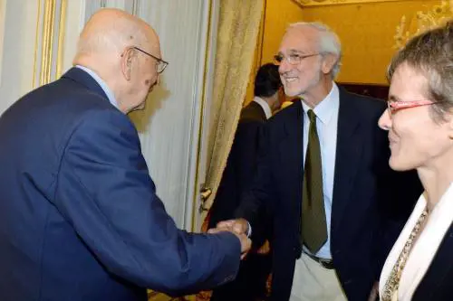 Il capo dello Stato Giorgio Napolitano con Renzo Piano, che è senatore a vita