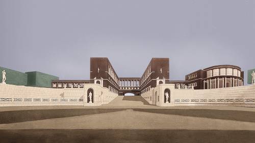 Una tempera di Enrico Del Debbio illustra lo Stadio dei Marmi al Foro Mussolini