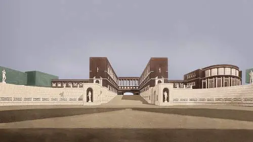 Una tempera di Enrico Del Debbio illustra lo Stadio dei Marmi al Foro Mussolini