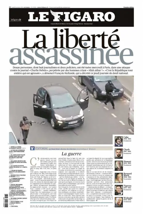 La strage di Charlie Hebdo sulla stampa francese