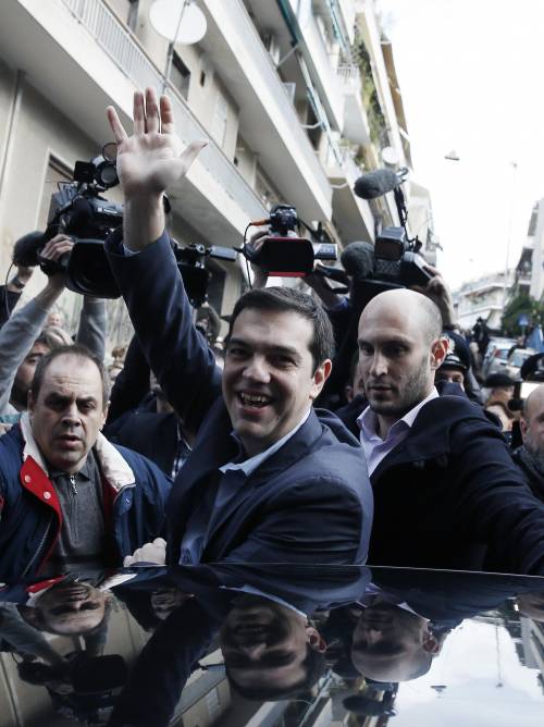 Alexis Tsipras al seggio ad Atene