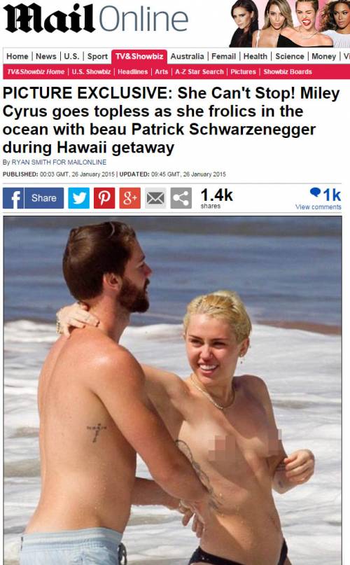 Miley Cyrus nuda sul Daily Mail