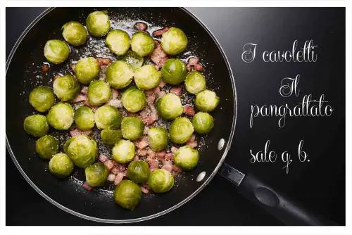 FotoRicette, cavolini di bruxelles con pancetta e mandorle