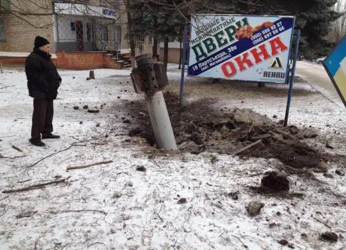 Razzo a Kramatorsk (Ucraina dell'est) 