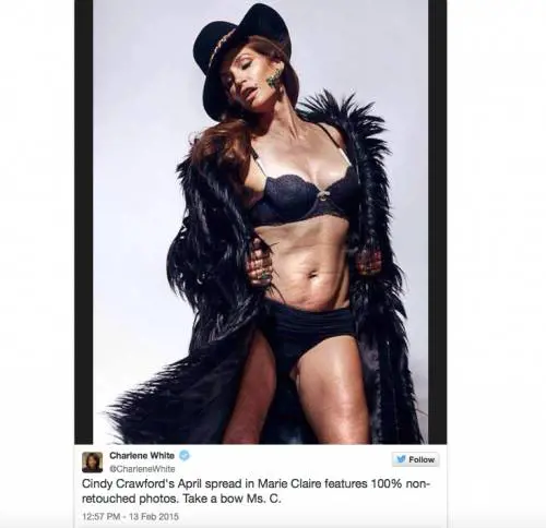 Crawford difende la foto senza ritocco: "Voglio essere un esempio per mia figlia"