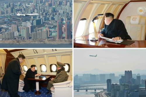 La prima volta sul suo jet del coreano Kim Jong-un