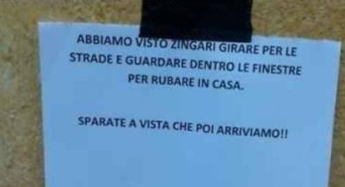 Cartello choc a Vicenza: "Se vedete gli zingari, ​sparate a vista"