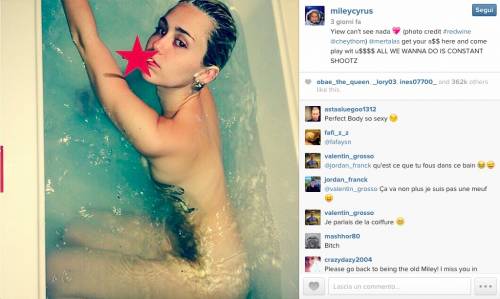 Miley Cyrus nuda su Instagram