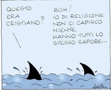 La vignetta di Ellekappa sui cristiani uccisi dai musulmani in mare