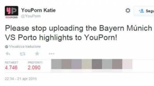 Bayern-Porto finisce su YouPorn
