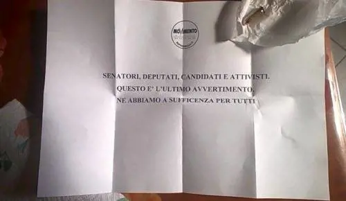 Minacce e proiettili ​al Movimento 5 Stelle