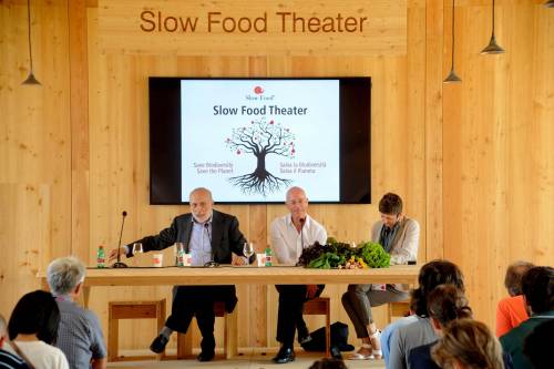 Carlo Petrini alla presentazione del Parco della Biodiversità al Padiglione Slow Food