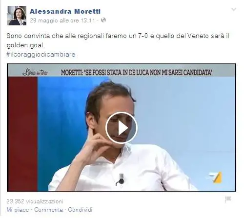Quando la Moretti diceva: "Vinceremo 7 a 0"