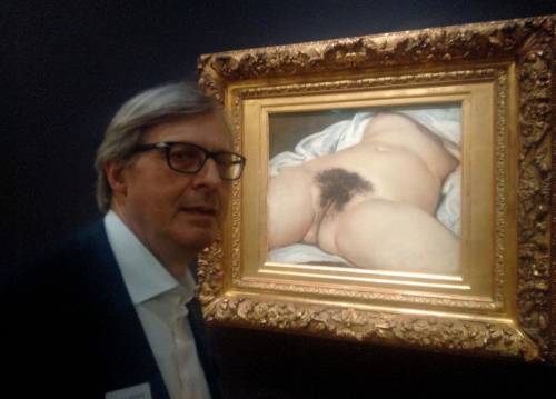 Sgarbi davanti a "L'Origine del mondo" di Courbet
