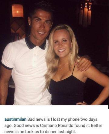 Cristiano Ronaldo trova un cellulare, poi porta a cena la proprietaria e le amiche