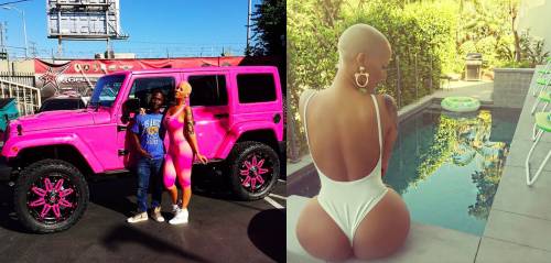 Amber Rose tra auto rosa e lato B su Instagram