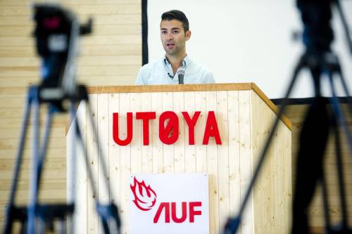 Mani Hussaini, leader della Labour Youth Organisation (AUF) parla a Utoya