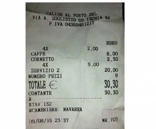 Ischia, scontrino su Facebook: 30 euro per 4 caffè e un cornetto