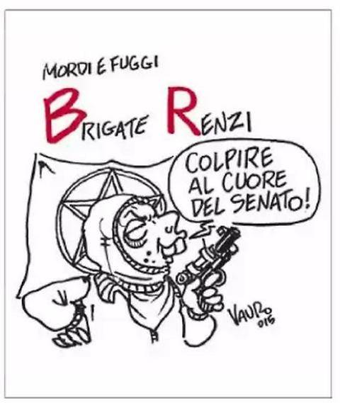 La vignetta di Vauro: Renzi diventa brigatista