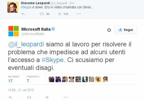 #Skypedown, Microsoft replica pure a Leopardi