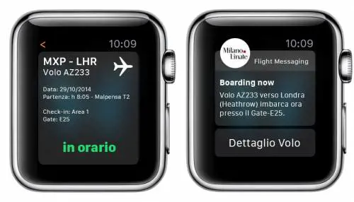 Linate e Malpensa, voli in tempo reale con l'Apple Watch
