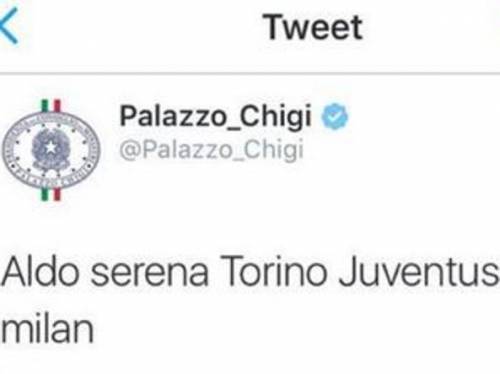 Il tweet-gaffe di palazzo Chigi su Aldo Serena