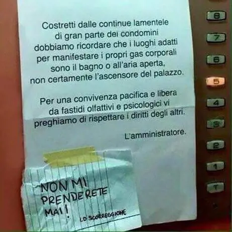 "Non rilasciare gas corporali", "non mi prenderete": lite in ascensore