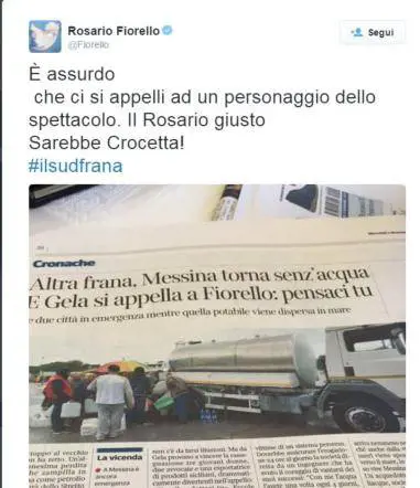 Pure Gela è senz'acqua, Fiorello accusa: "Il Rosario giusto è Crocetta"