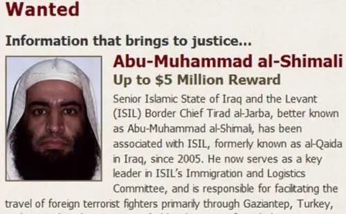 Una taglia di 5 milioni di dollari sul leader Isis che aiuta i jihadisti ad entrare in Siria