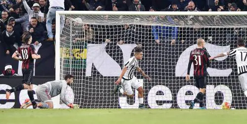 Paulo Dybala festeggia il goal contro il Milan