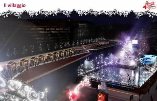 Pista di ghiaccio e bancarelle Villaggio di Natale in Darsena