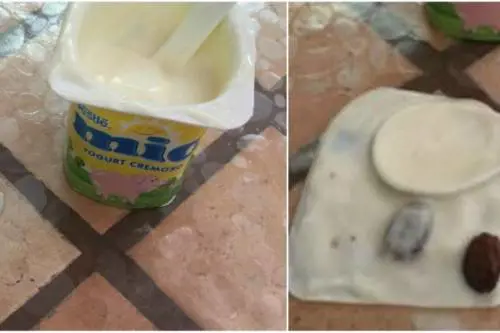 Apre lo yogurt e ci trova dentro due palline nere
