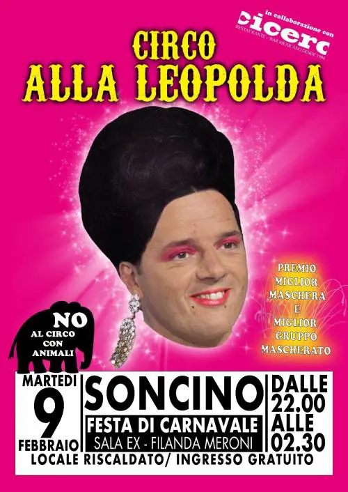 Renzi con parrucca e rossetto. La locandina di Carnevale viene censurata