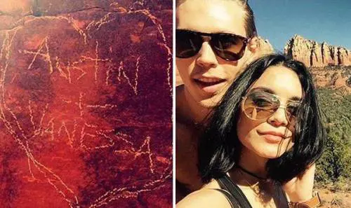 Vanessa Hudgens nei guai per aver scolpito una pietra d'amore in Arizona