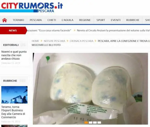 Pescara, trovate mozzarelle blu