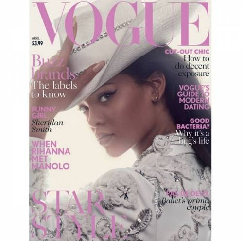Rihanna, scollatura da copertina su Vogue per Manolo Blahnik: foto