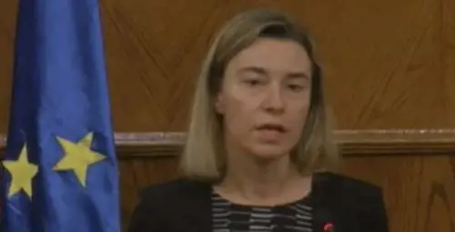 Mogherini in lacrime per le vittime di Bruxelles