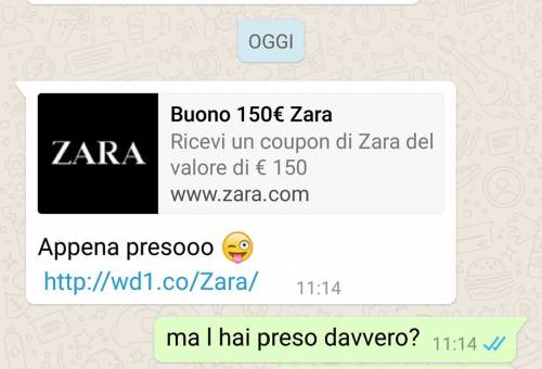 Fate attenzione alla truffa dei buoni acquisto di Zara su WhatsApp