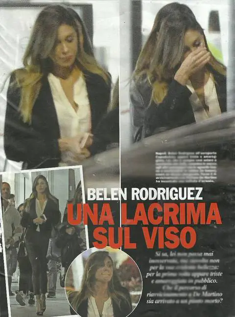 Belen in lacrime all'aeroporto