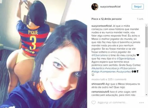 Suzy Cortez, la brasiliana che punta i giocatori con il lato b