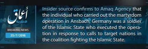 L'Isis rivendica l'attentato a Ansbach