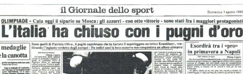La pagina sportiva del Giornale che celebra la vittoria di Patrizio Oliva