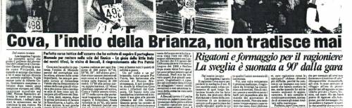 La pagina sportiva del «Giornale» che racconta l’impresa di Alberto Cova alle Olimpiadi di Los Angeles 1984