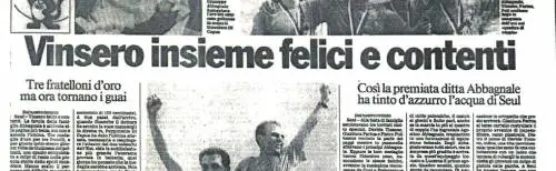 La pagina sportiva del «Giornale» che festeggia la vittoria degli Abbagnale