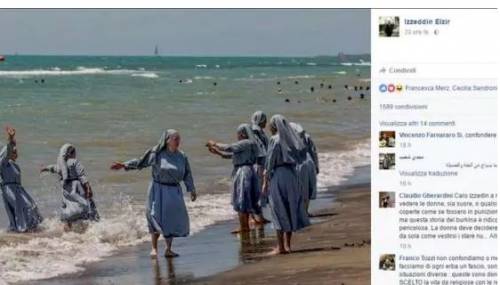 Burkini, imam posta Facebook foto suore al mare: account sospeso