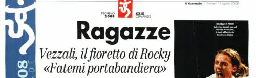 La pagina dello sport del «Giornale» che celebra la vittoria di Valentina Vezzali a Pechino 2008