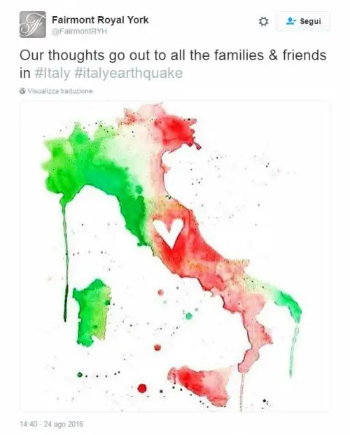Terremoto, la solidarietà da tutto il mondo sui social